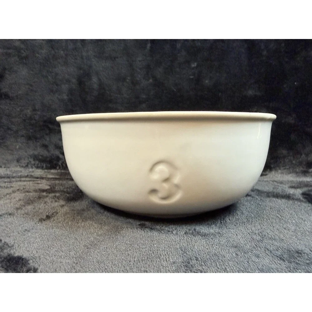 Pottery Barn Dish White FEED Embossed Stoneware Pet Dog Cat Bowl Size 3